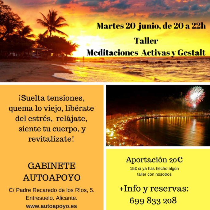 Taller Meditaciones Activas y Gestalt alicante 20 junio